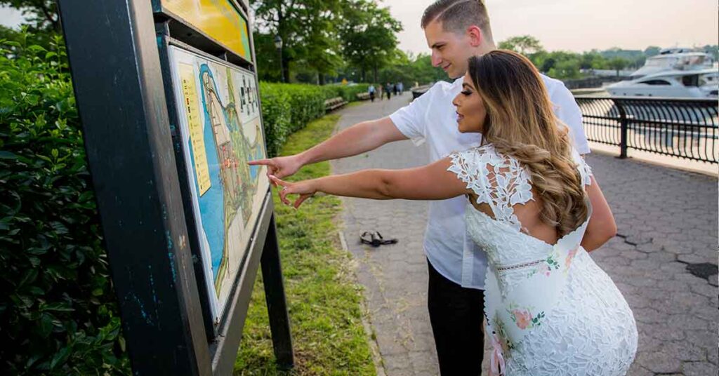 couple looking at map