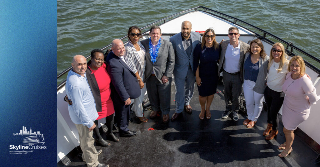 Office team photo on the Skyline Princess