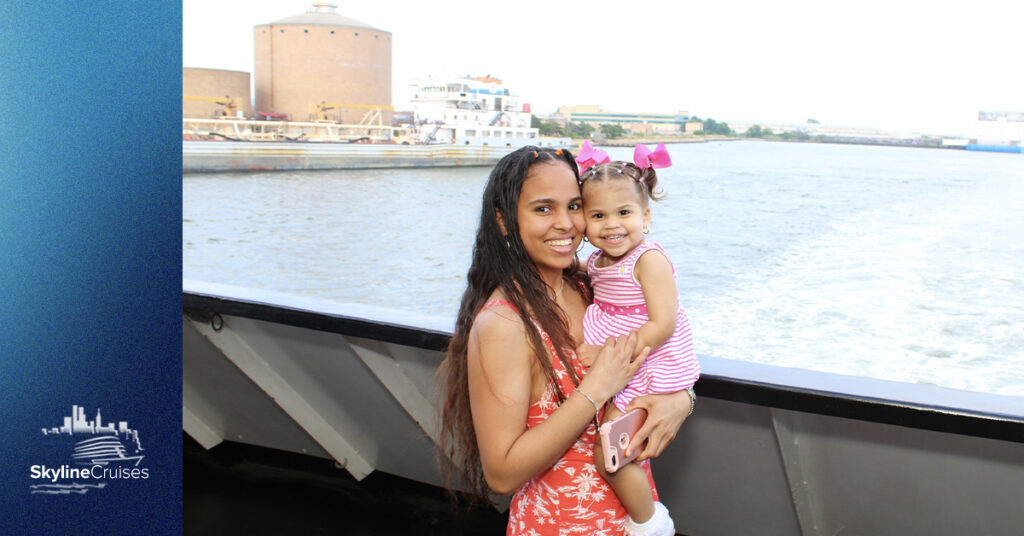 Mother and daughter on the deck of the Skyline Princess