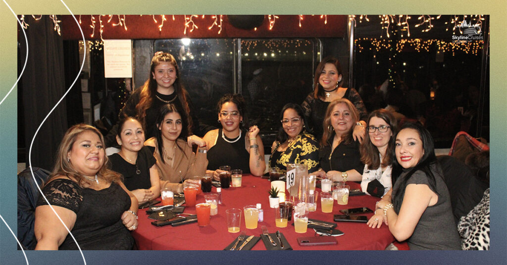 Holiday party with friends, family, and coworkers.