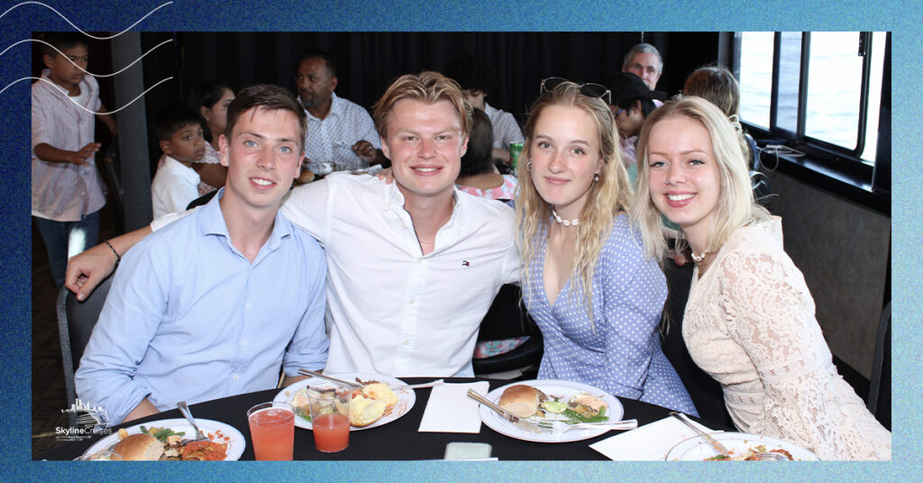 Friends on a dinner cruise together