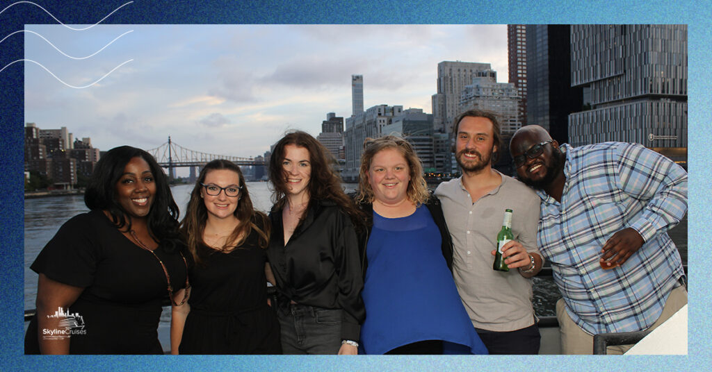 Coworkers enjoying the NY skyline